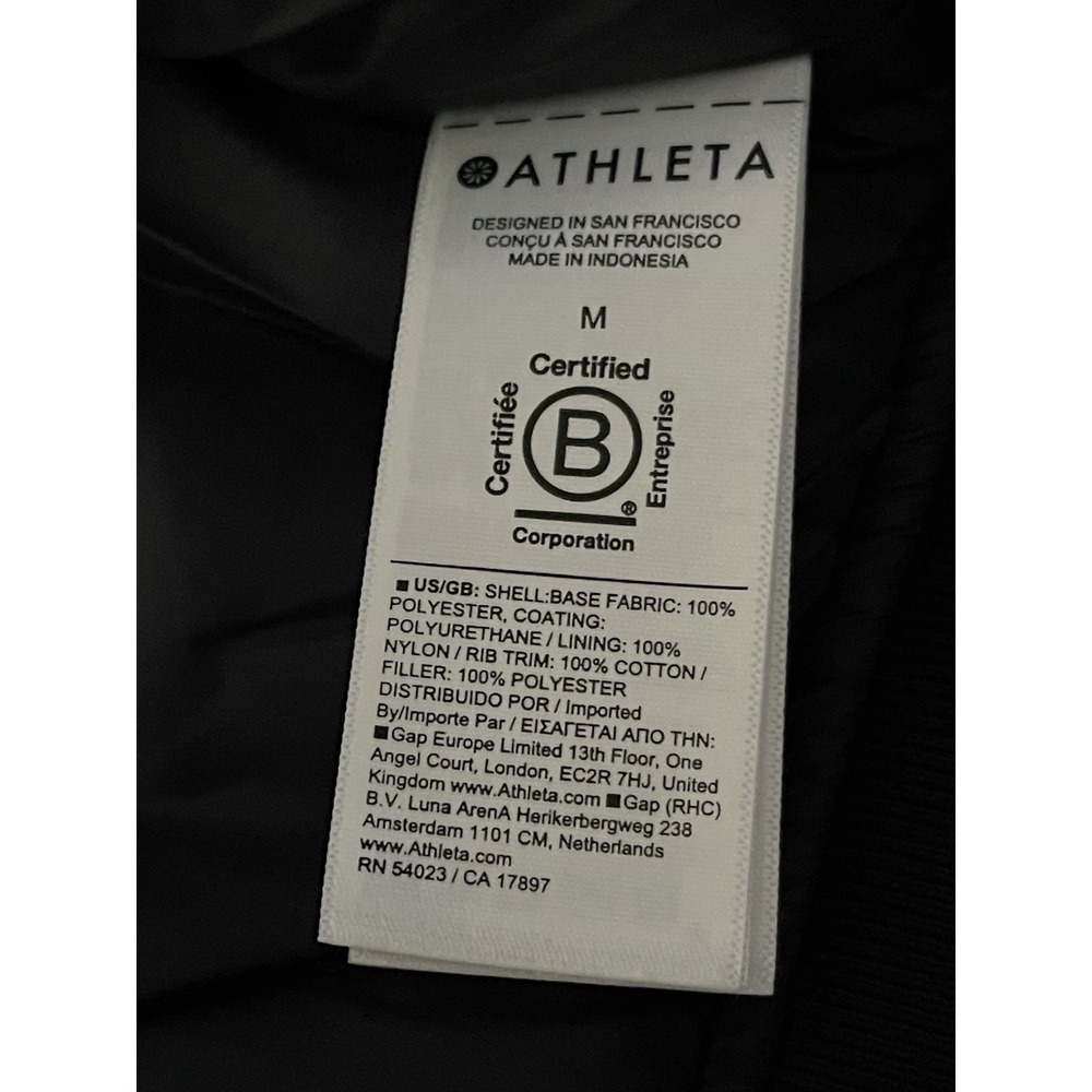 NWT ATHLETA SATEEN BOMBER JACKET COAT BLACK SIZE M $199 - Picture 5 of 10
